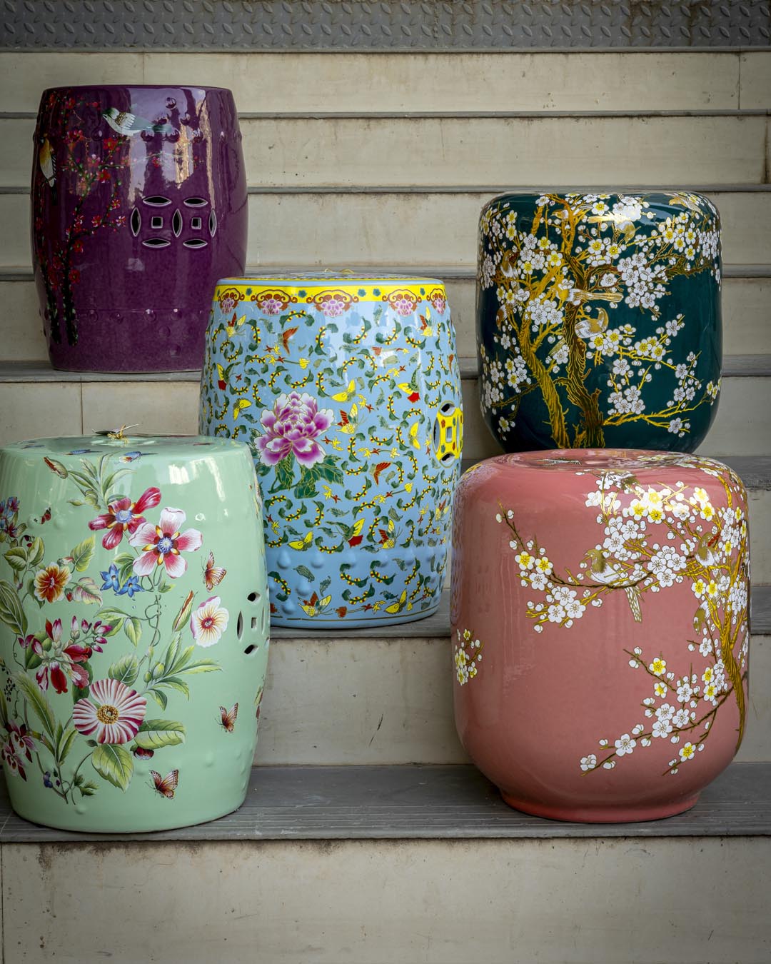 Sakura Blossom Garden Stool - Green 