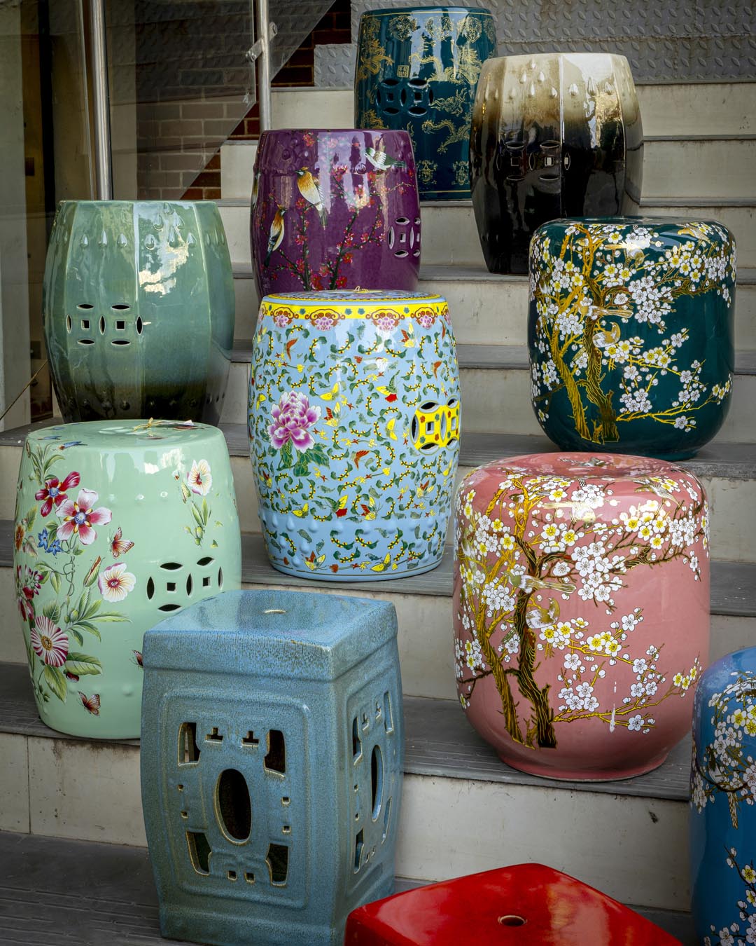 Sakura Blossom Garden Stool - Green 