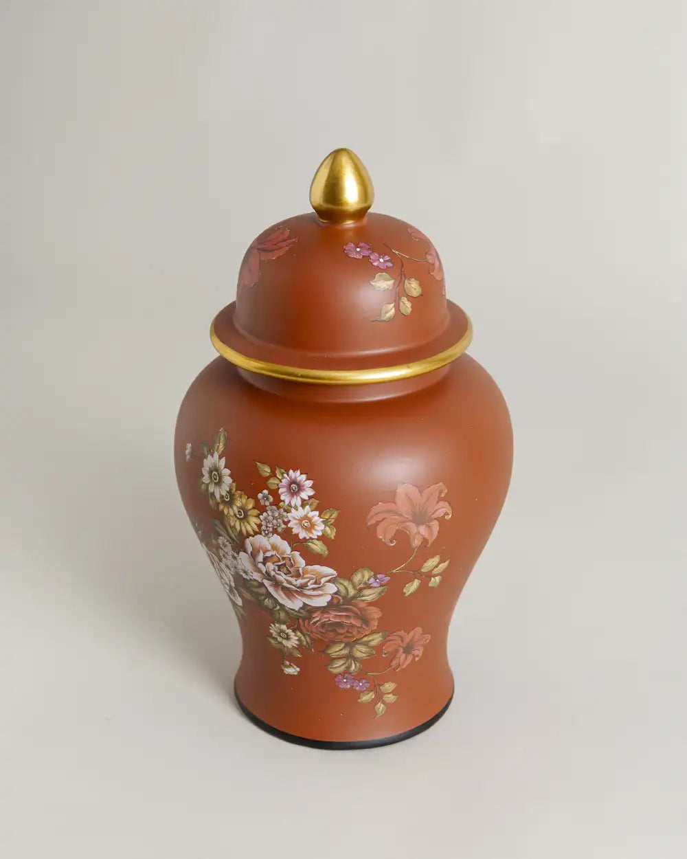 Royal Crimson Blossom Temple Jar - Small