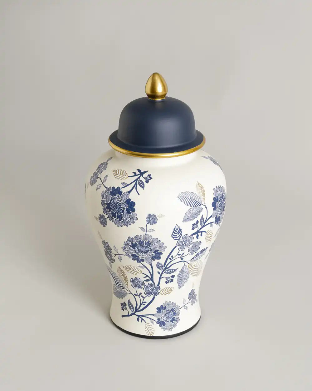 Royal Blue Chinoiserie Floral Temple Jar - Small