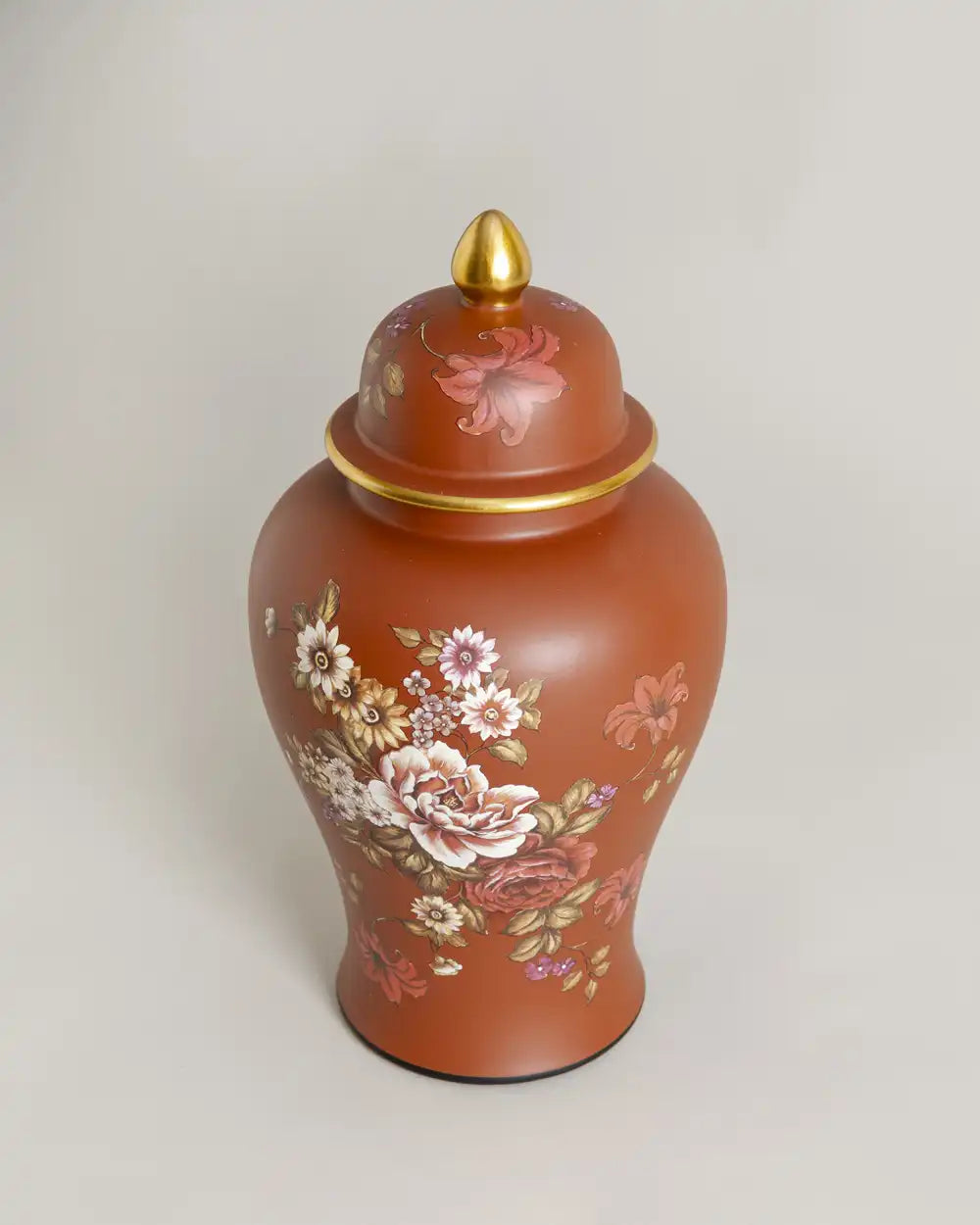 Royal Crimson Blossom Temple Jar - Large