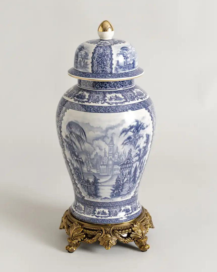 'Toile de Jouy' Victorian Ornamental Temple Jar - Large