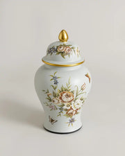 Regal Floral Butterfly Temple Jar - Small