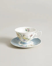 Blue Meadow Songbird Teacup & Saucer