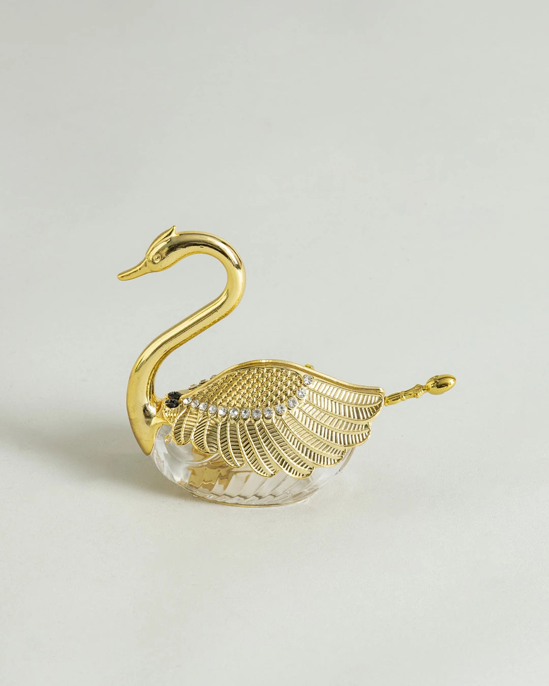 Swan-Shaped Honey Pot With Spoon '200 ML' - Gold