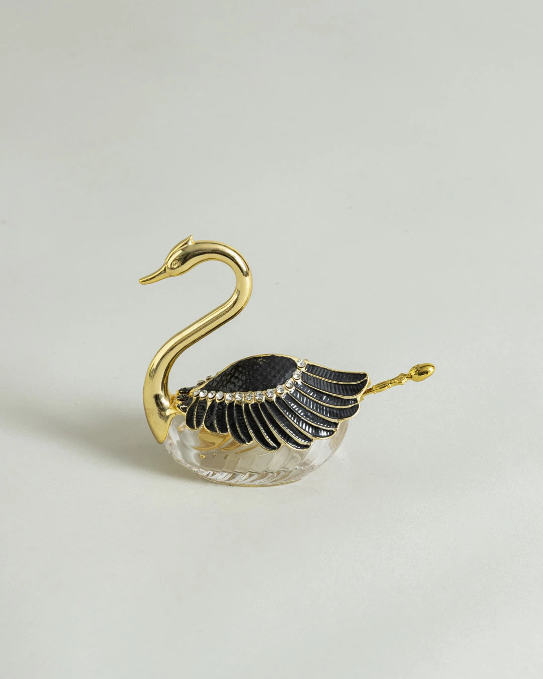 Swan-Shaped Honey Pot With Spoon '200 ML' - Black