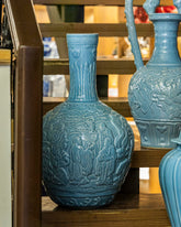 Celestial Blue Celadon Heritage Embossed Vase 