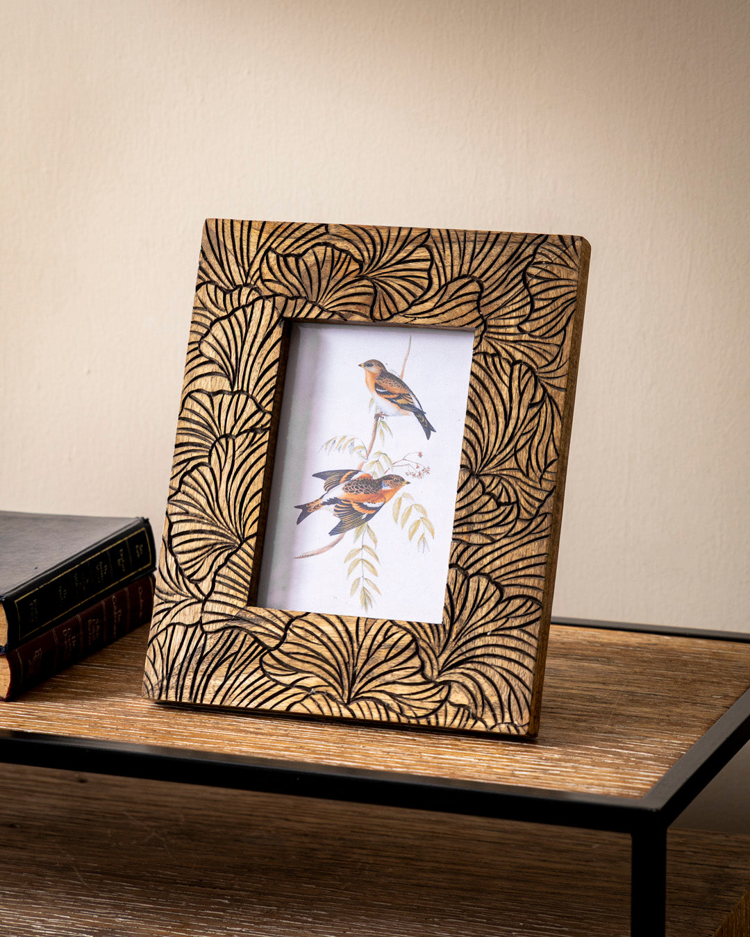 Golden Bloom Carved Photo Frame 