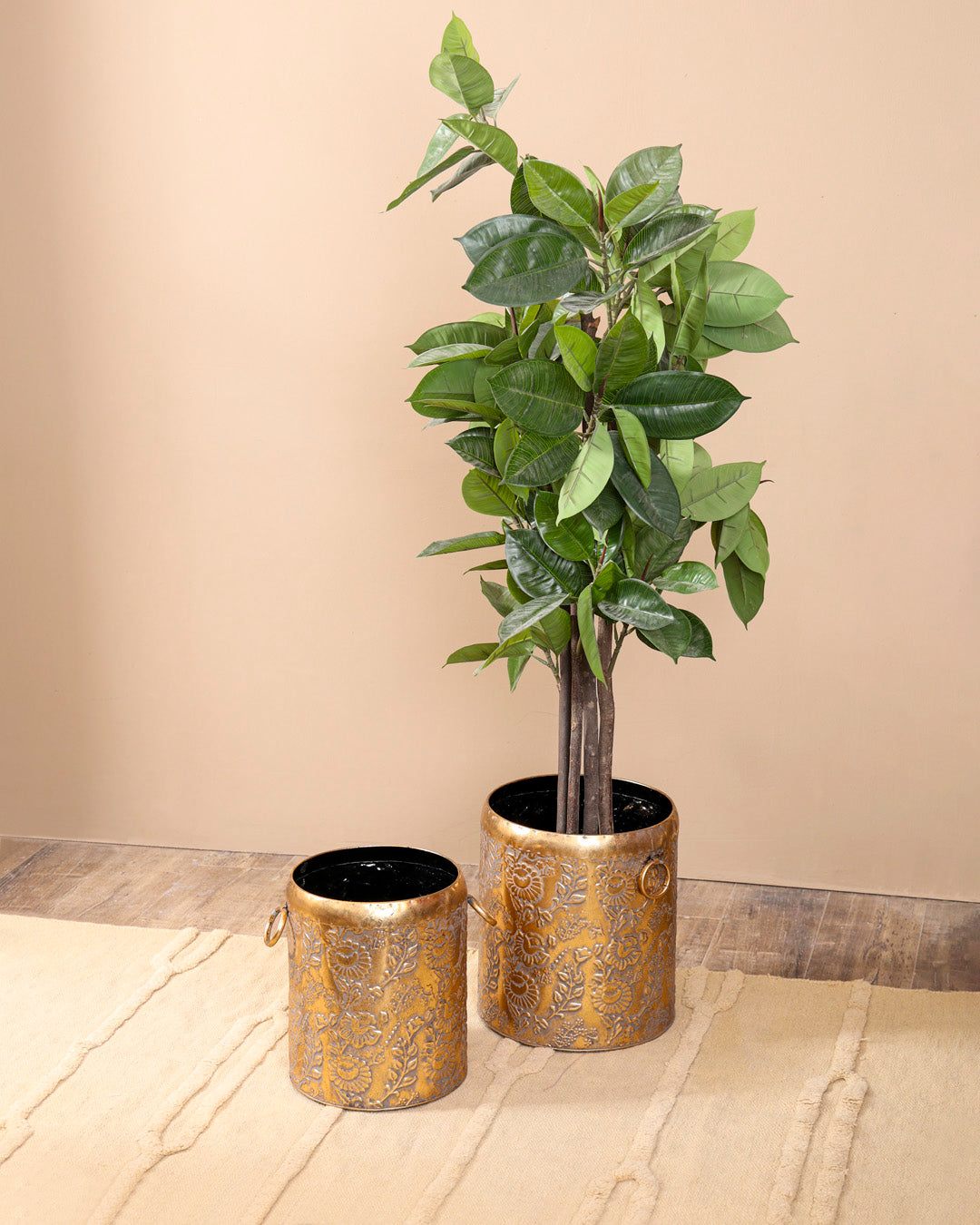 Antique Floral Barrel Planter - Large 