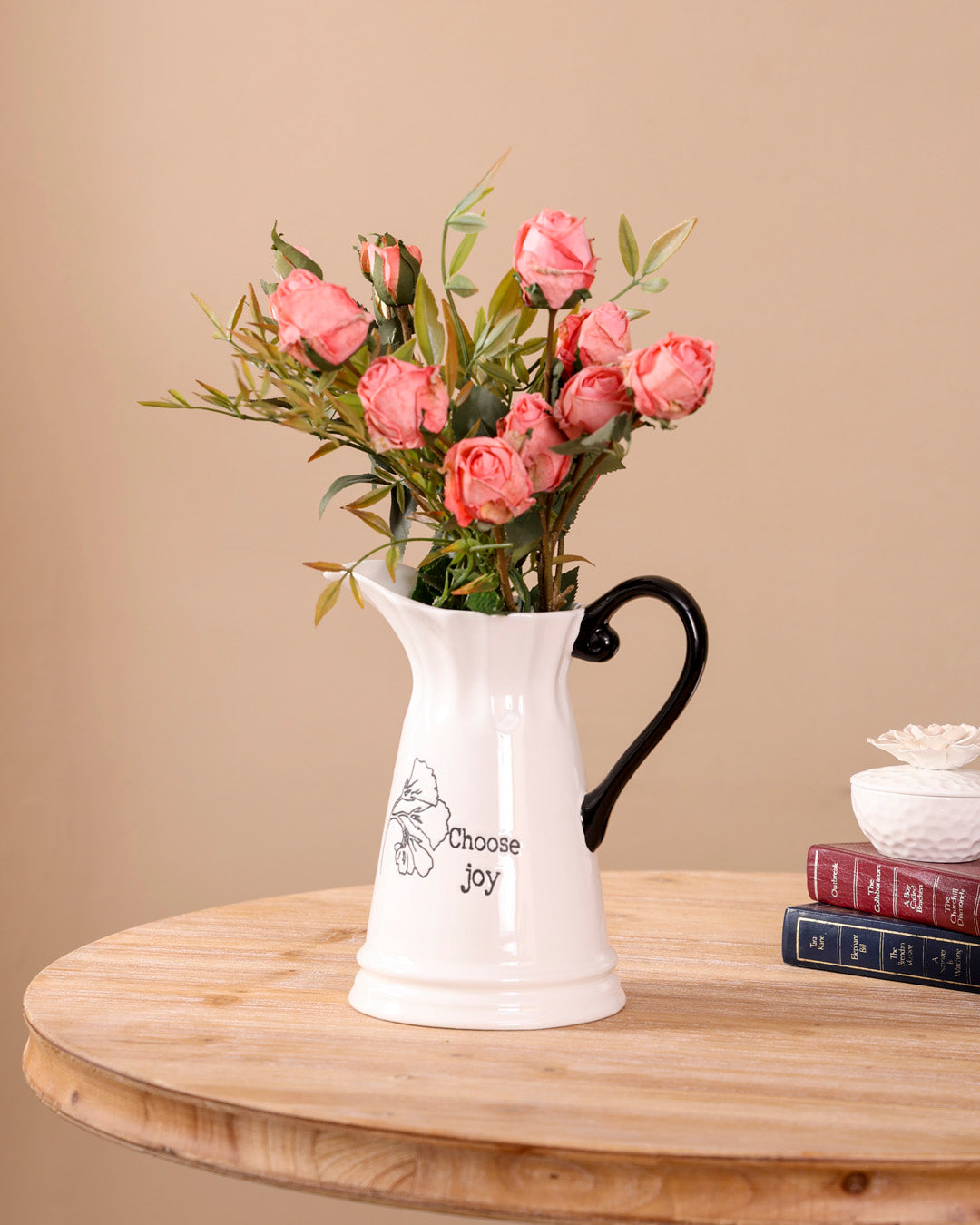 Crisp White Ceramic Pitcher Vase - VII 
