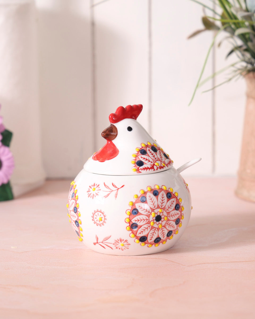 Farmhouse Rooster Condiment Server - Red