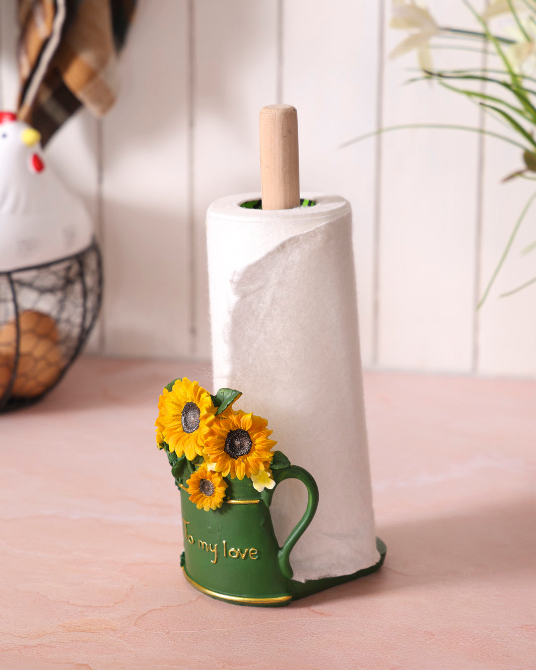 Floral Paper Towel Holder - Green 