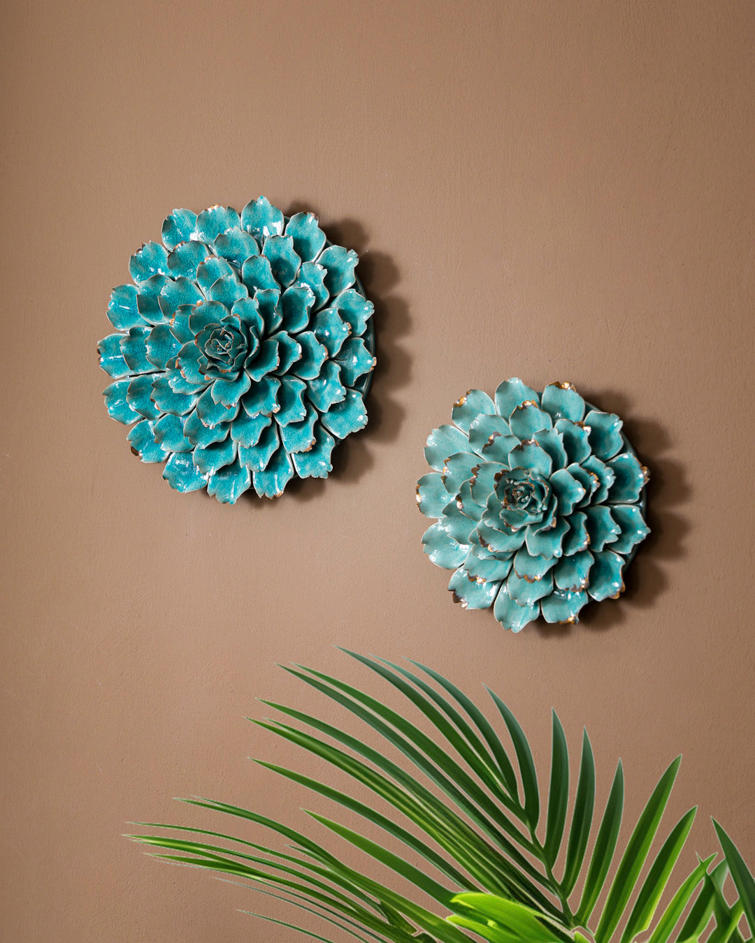 Rustic Floral Decorative Wall Accent - Blue - Set Of 2 