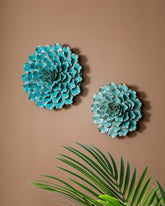 Rustic Floral Decorative Wall Accent - Blue - Set Of 2 