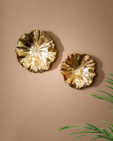 Lotus Leaf Decorative Wall Accent - Golden - Set Of 2 