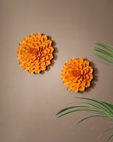 Rustic Floral Decorative Wall Accent - Orange - Set Of 2 