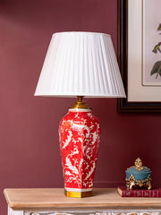 Crimson Flora Ceramic Table Lamp