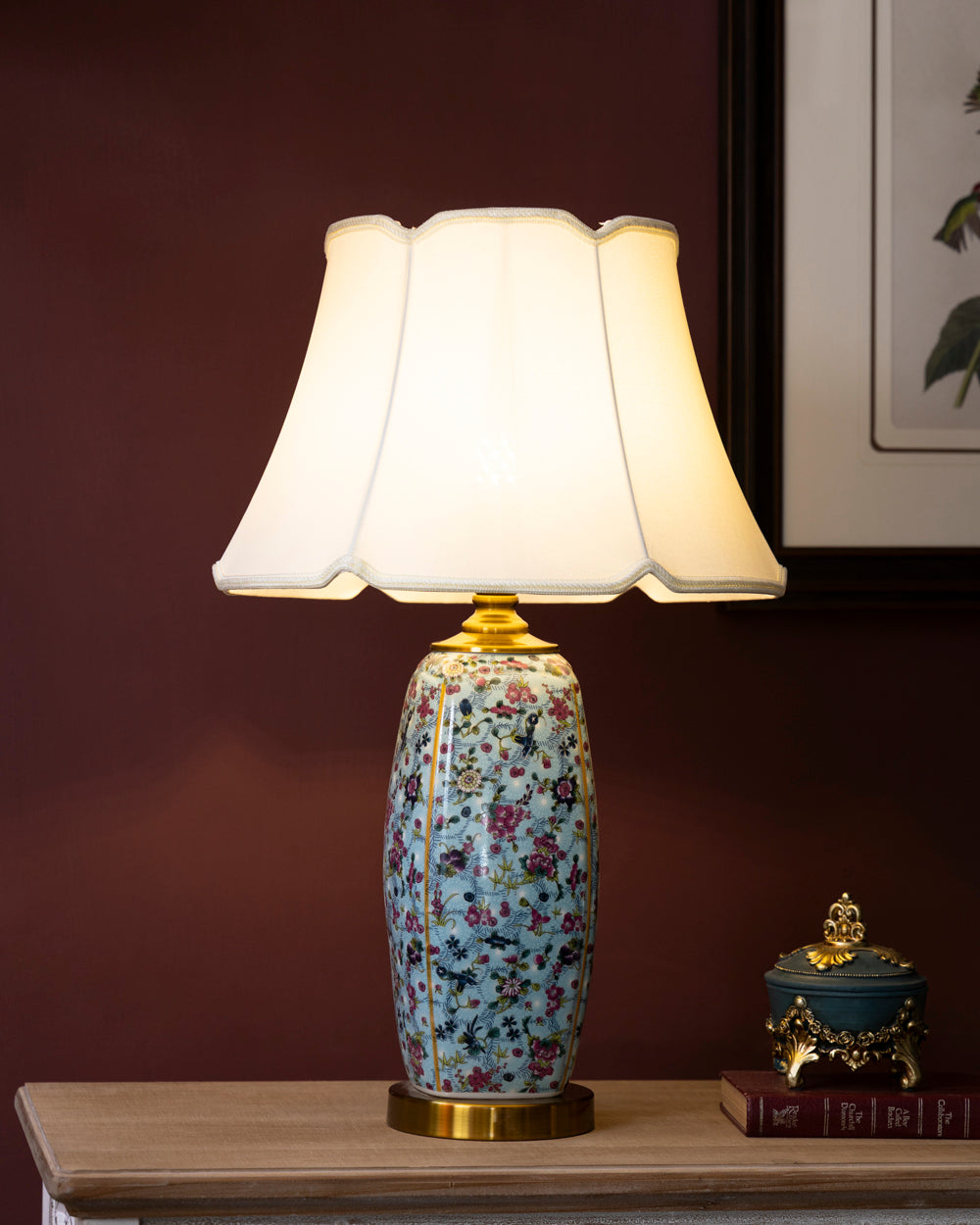 Azure Blossom Ceramic Table Lamp