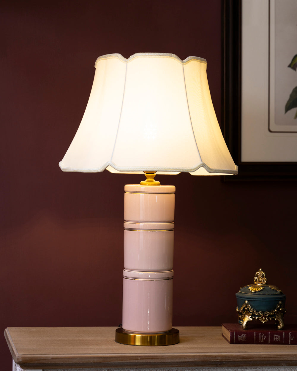 Blush Horizon Stacked Ceramic Table Lamp