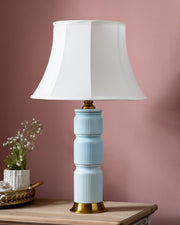 Azure Ribbed Elegance Table Lamp