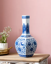 Floral Medallion Long Neck Decorative Vase