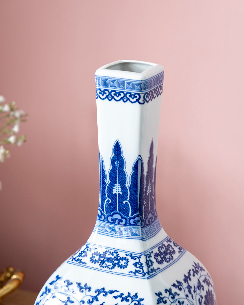 Floral Medallion Long Neck Decorative Vase