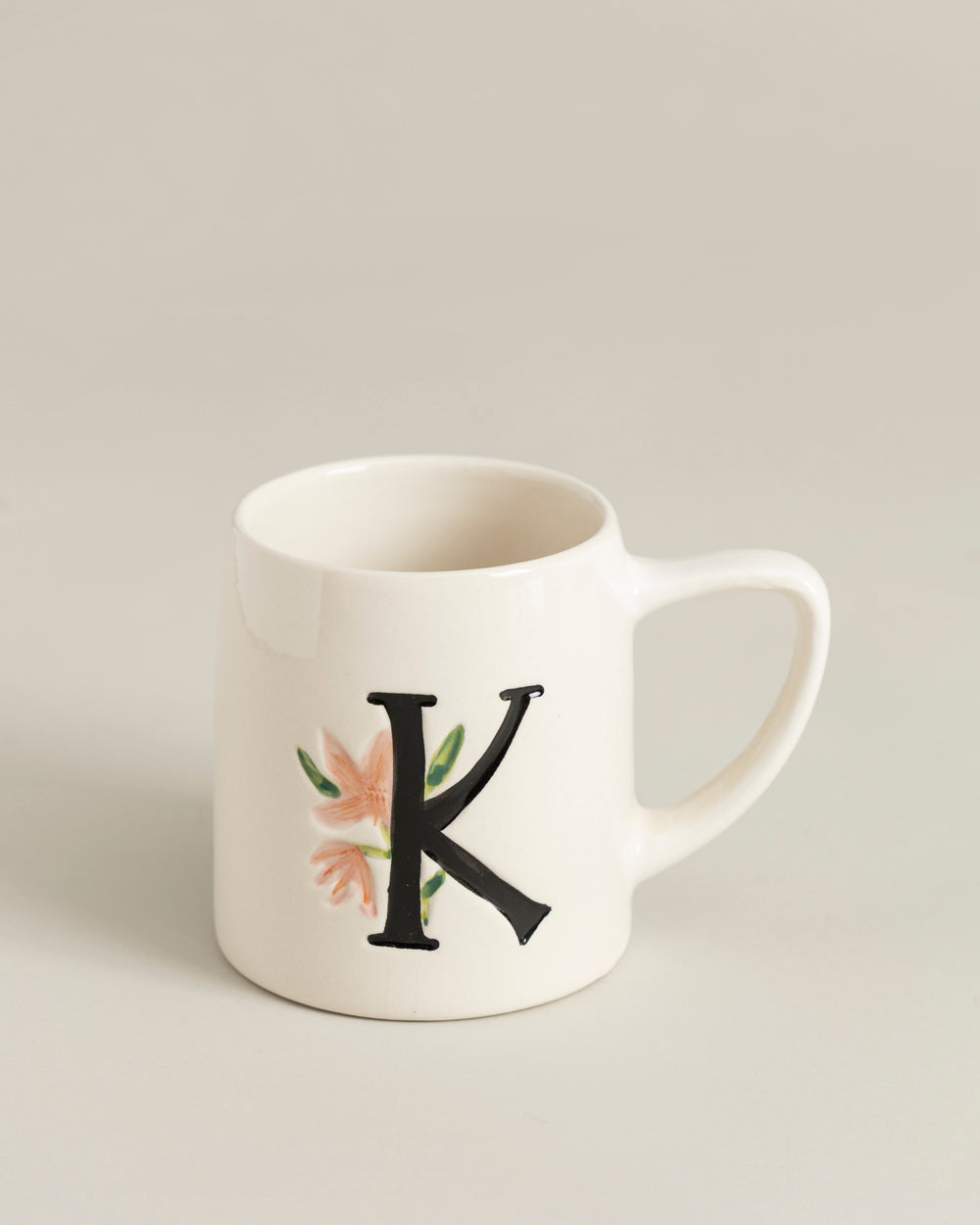 Monogram K Botanical Ceramic Mug