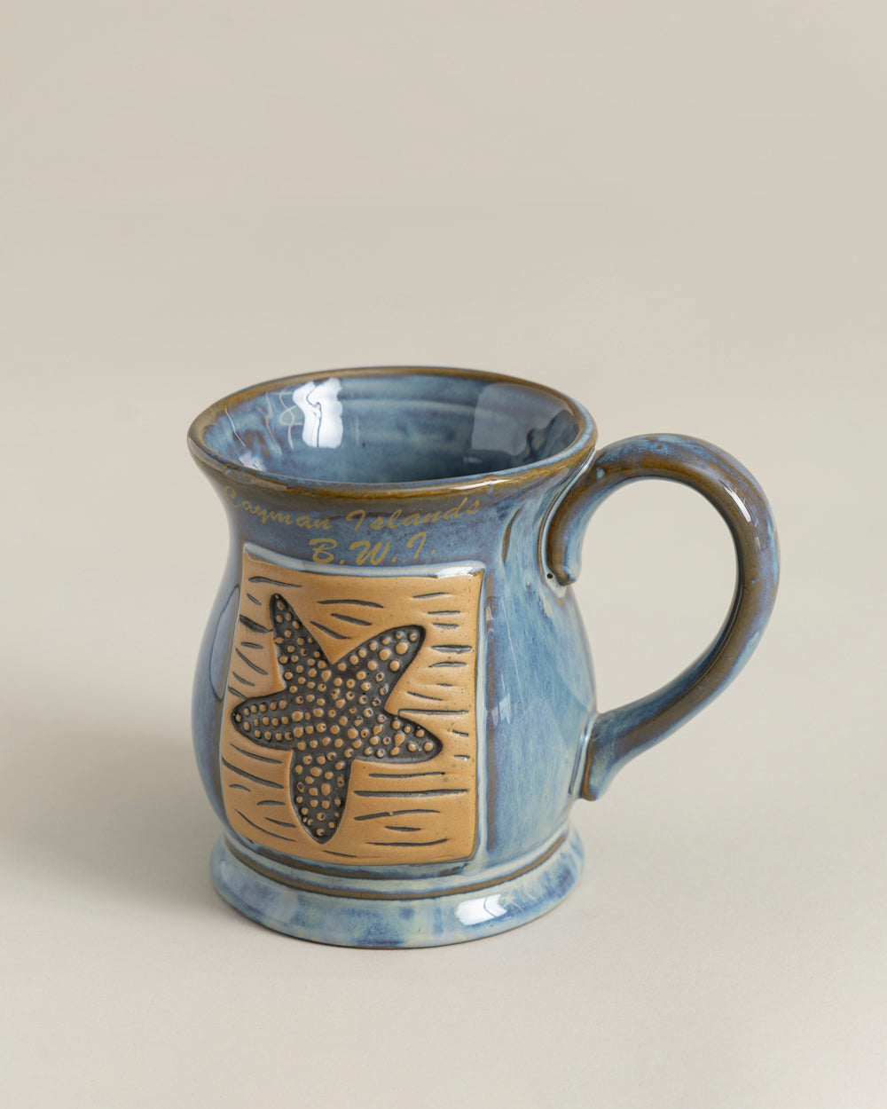 Blue Starfish Embossed Ceramic Mug