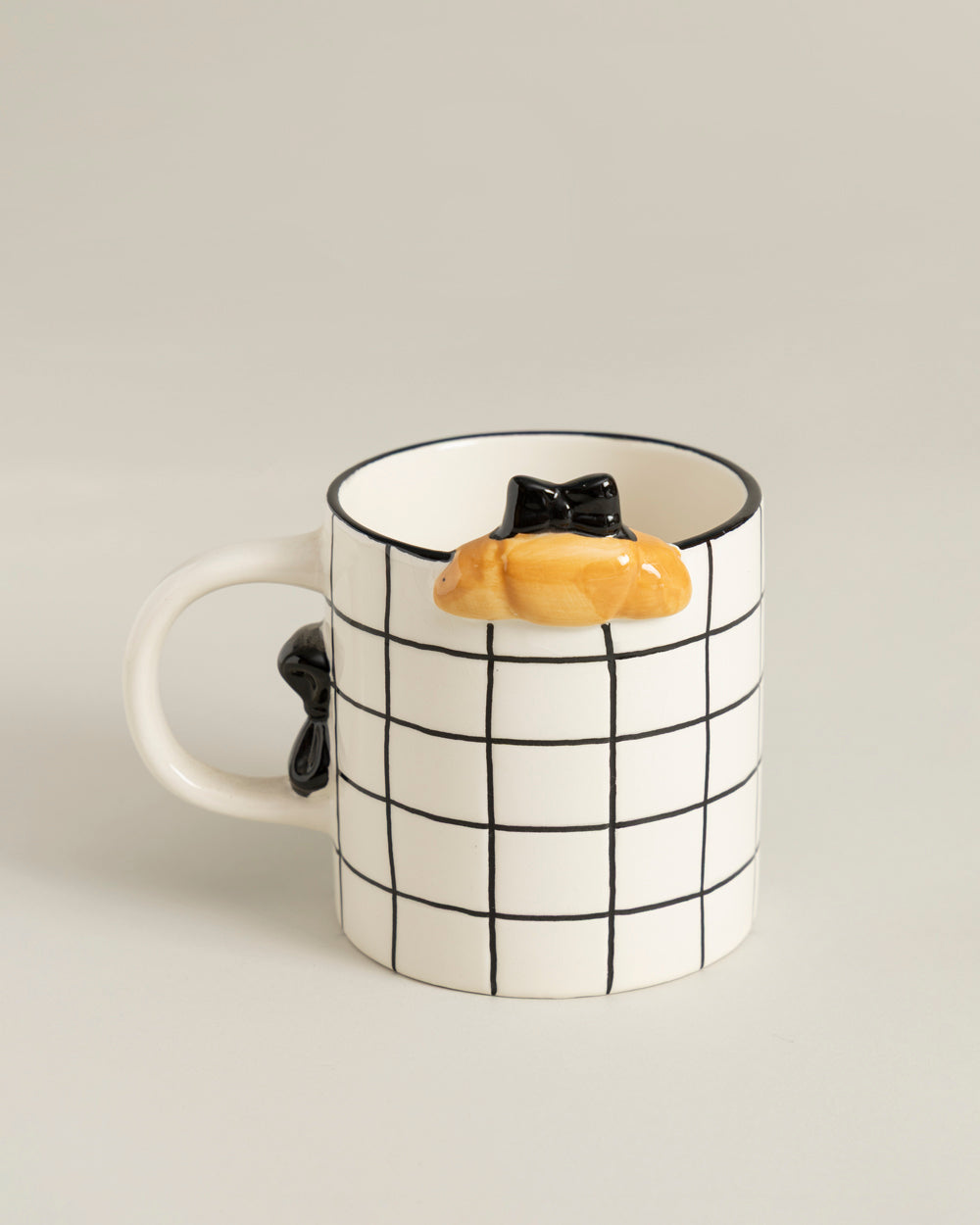 Parisian Black Grid & Bow Ceramic Mug