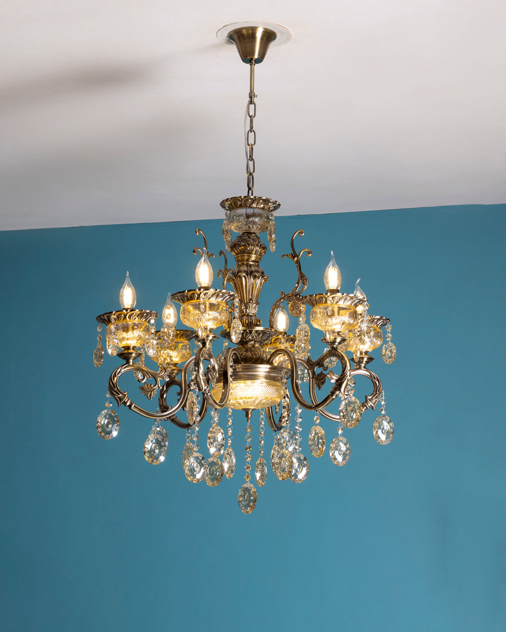 Antique Golden Crystal Chandelier