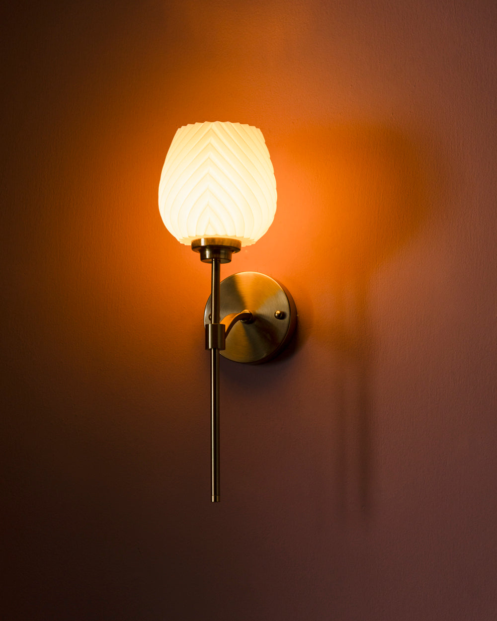 Modern Golden Wall Light with White Textured Shade