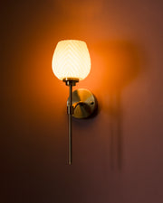 Modern Golden Wall Light with White Textured Shade