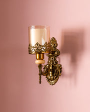 Antique Golden Wall Light with Decorative Glass Shade