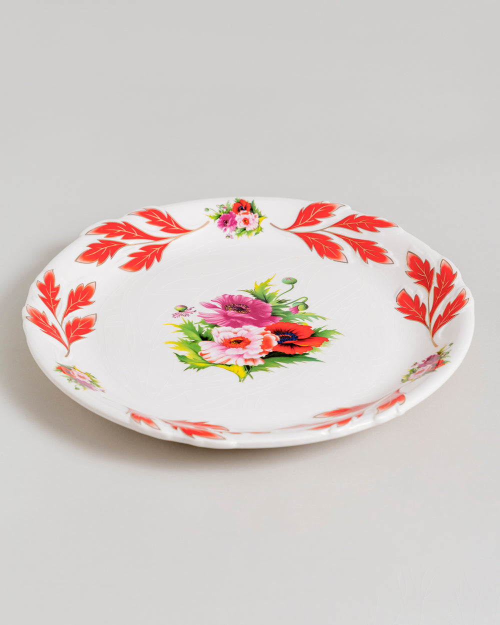Mauve Rose Round Serving Platter - Red