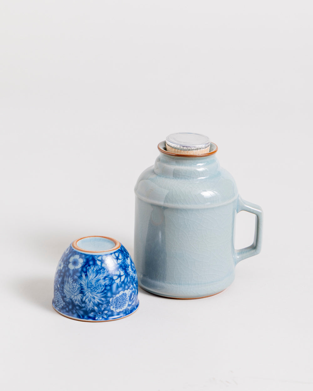 Crackle Glaze Carafe & Cup Set - Ocean Blue