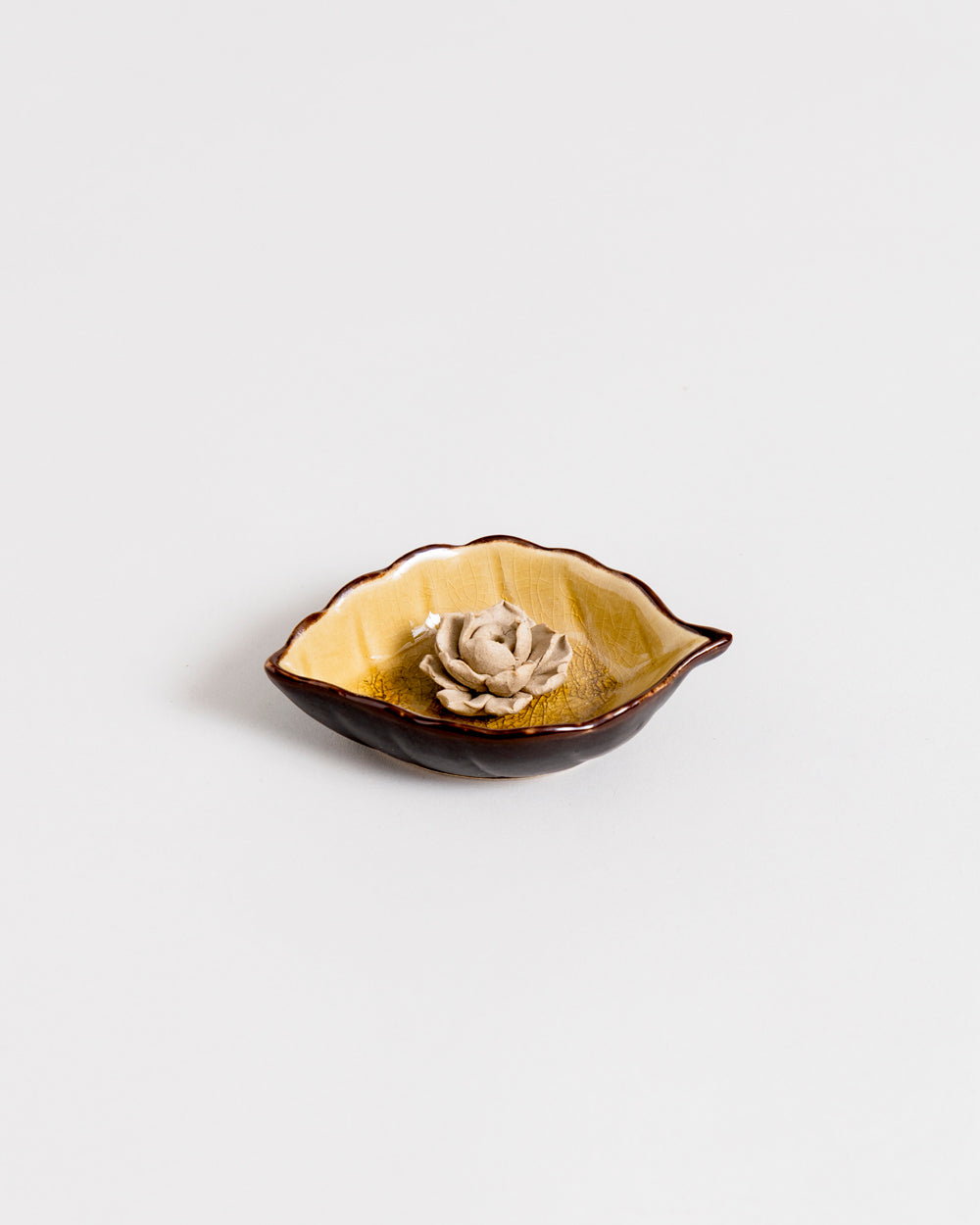 Lotus Bliss Bodhi Leaf Incense Holder Brown - Small