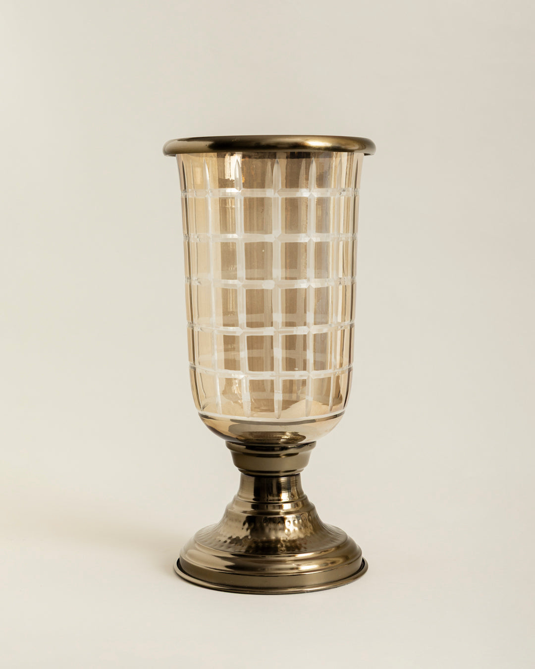 "Imperial Radiance" Cut Glass Hurricane - Small 