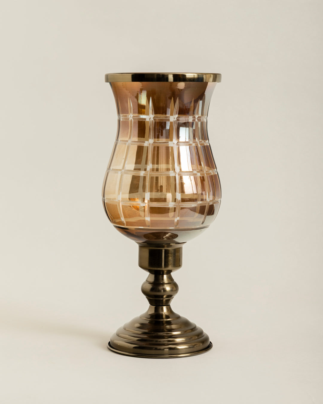 "Imperial Radiance" Cut Glass Hurricane - Small