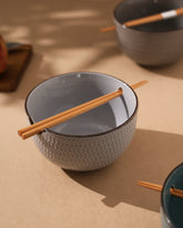 Ramen Bowl With Chopsticks - Grey 