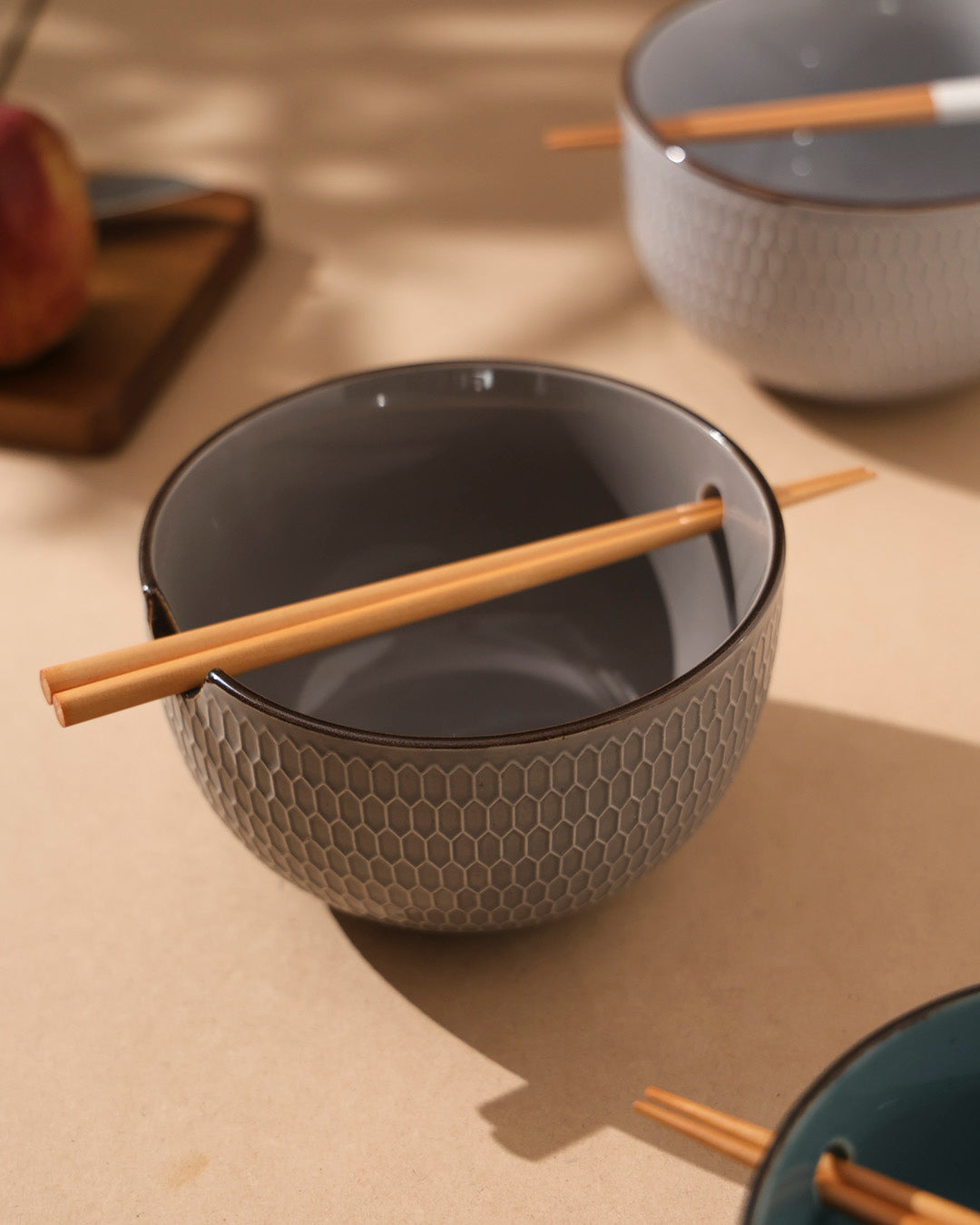 Ramen Bowl With Chopsticks - Dark Grey 