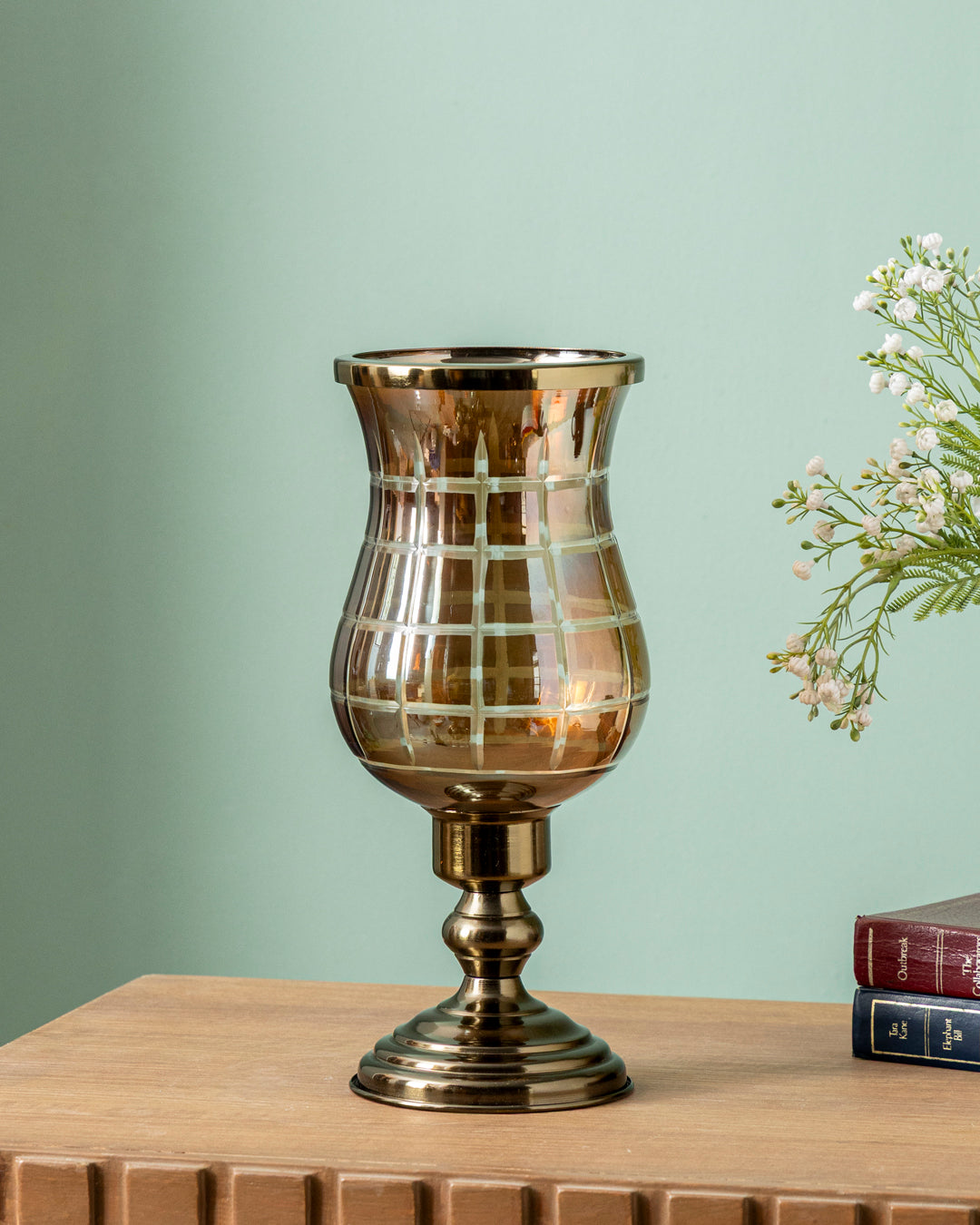 "Imperial Radiance" Cut Glass Hurricane - Small 