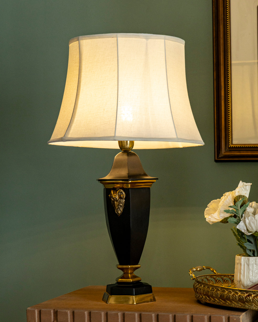 Midnight Crest Brass Accent Table Lamp 