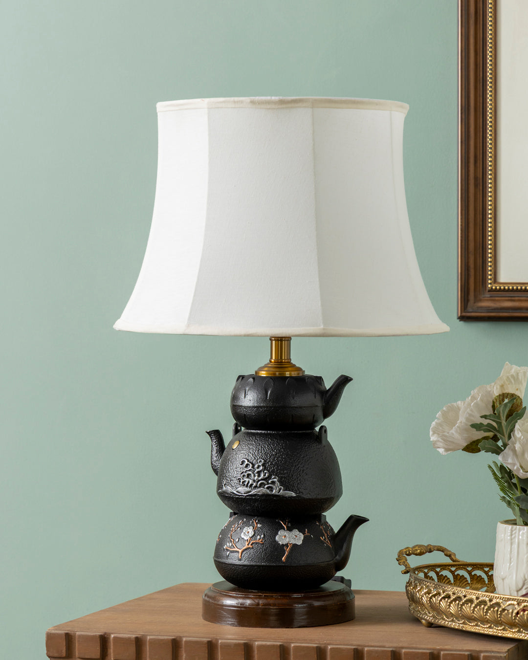 Vintage Teapot Stack Table Lamp 