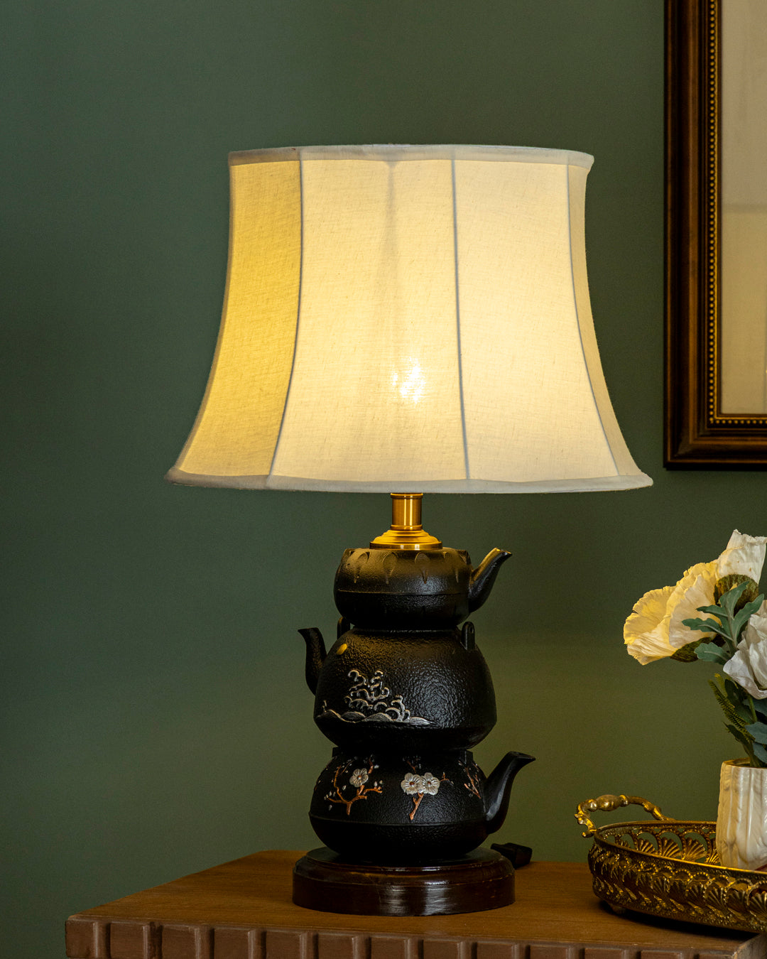 Vintage Teapot Stack Table Lamp 