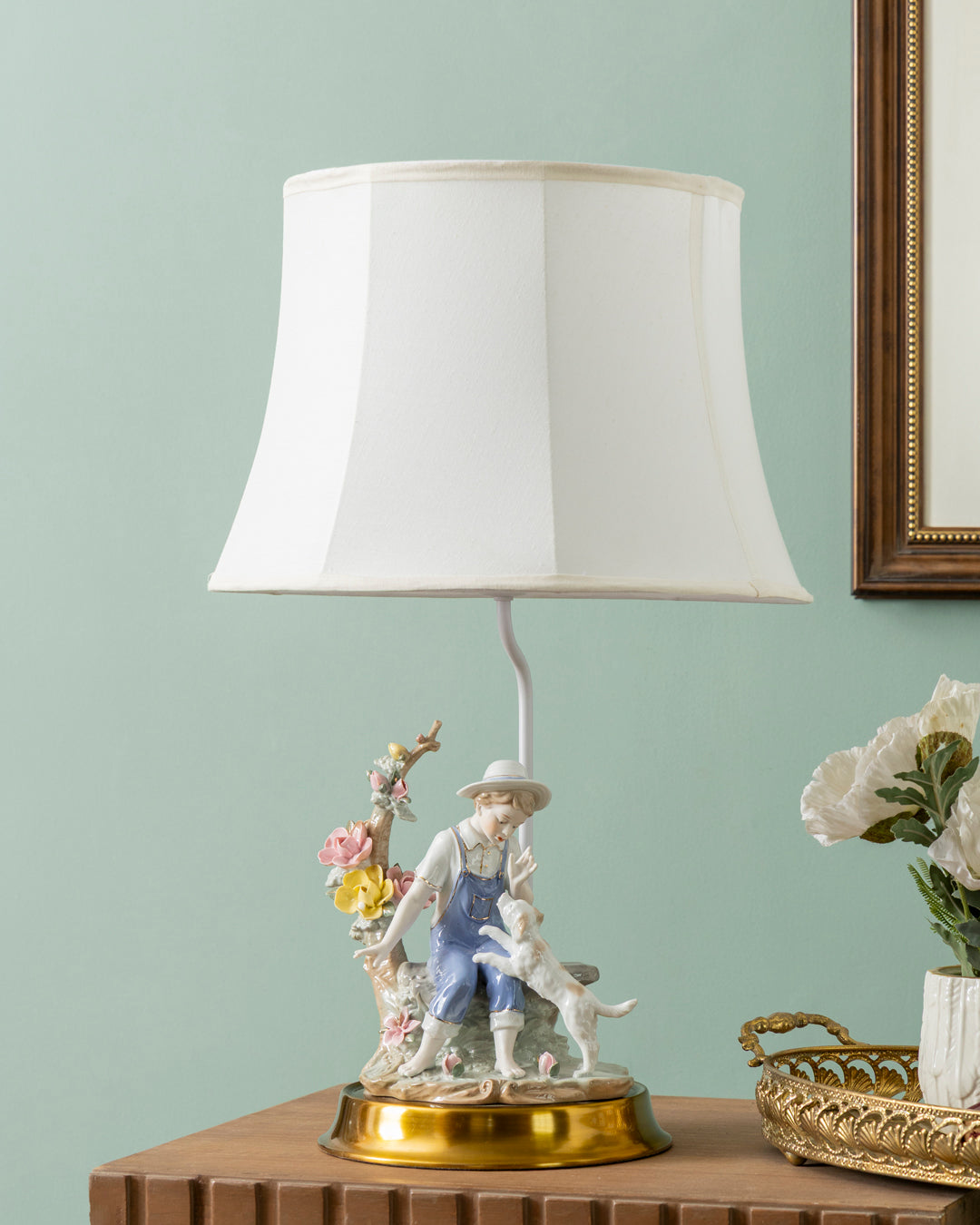 The Gentle Shepherd - Fine Porcelain Table Lamp 