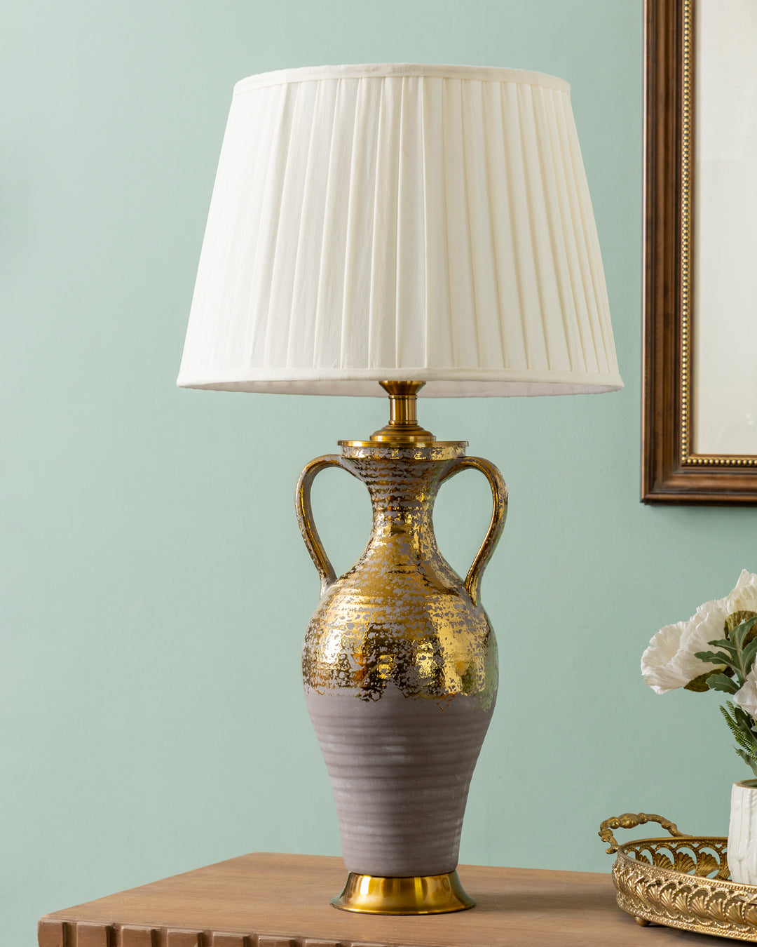 Golden Aura Ceramic Table Lamp 