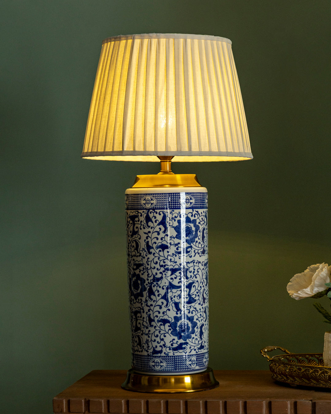 Royal Blue Cylindrical Table Lamp 