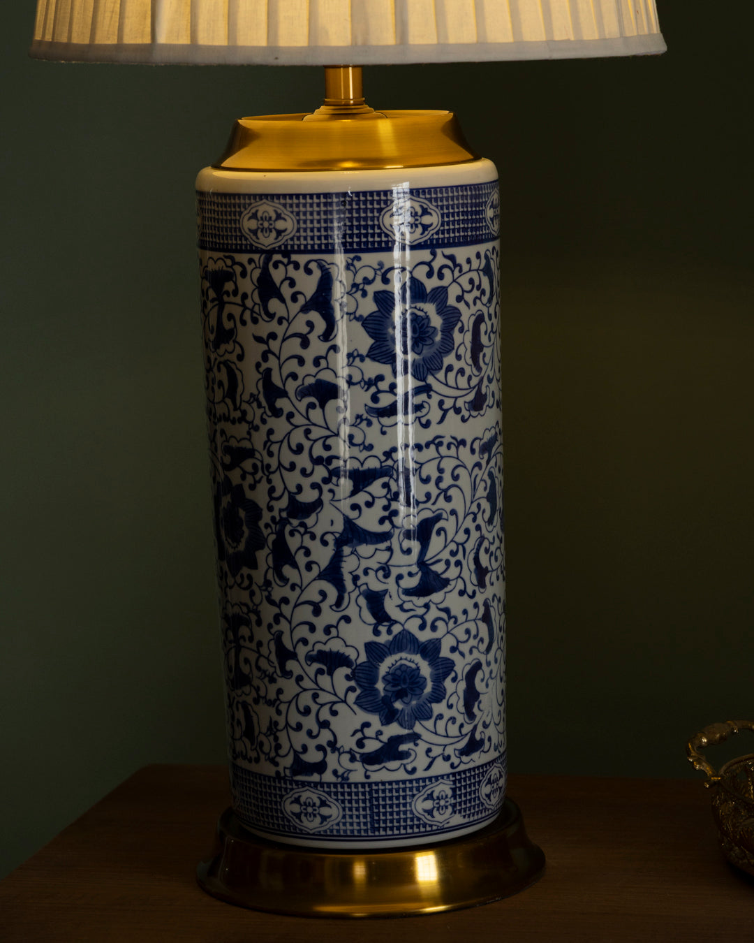 Royal Blue Cylindrical Table Lamp 