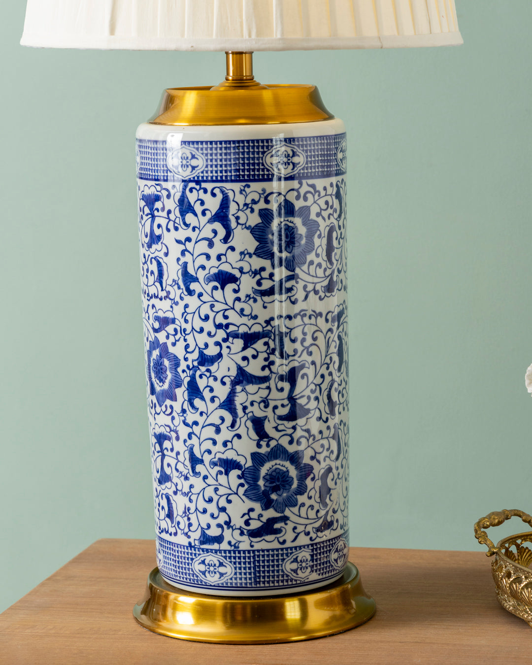 Royal Blue Cylindrical Table Lamp 