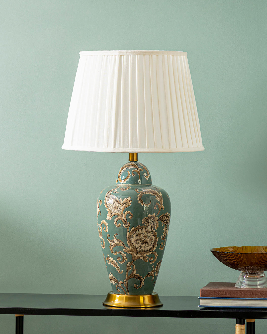Emerald Regal Embossed Table Lamp 